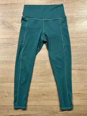 prAna Teal Ribbed Leggings Size Medium